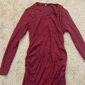 Elegant Burgundy Long Sleeve Maternity Dress